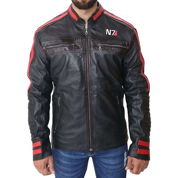 1-1-5c4ea53b-155a-479e-be94-62e326962c1a-_1-1.jpg Male N7 Mass 3 Commander Shepard Dark Rider Hide Coat - Image 1