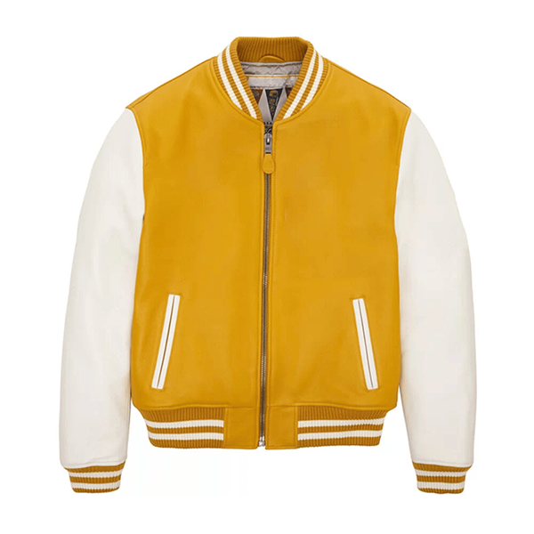 1-28.webp Unisex Yellow and White Varsity Jacket - Image 1