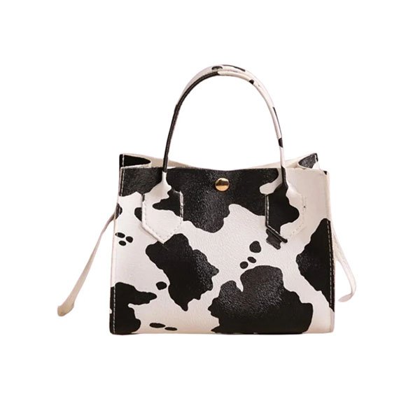 1-55-copy.jpg Black & White Cow Leather Print Purse - Image 1