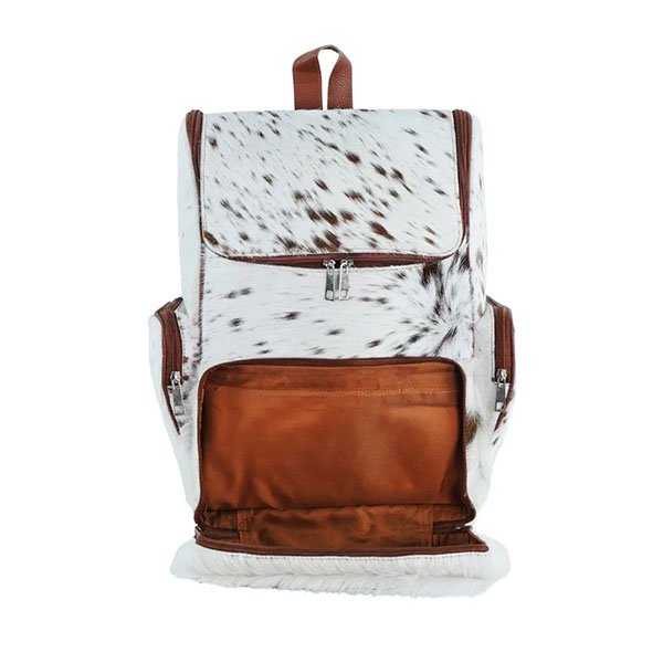 1-copy.jpg White & Brown Fur Cowhide Backpack - Image 1