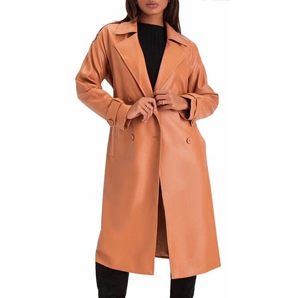 10849181_2226396-copy.jpg Grace Double Breasted Tan Leather Trench Coat - Image 1