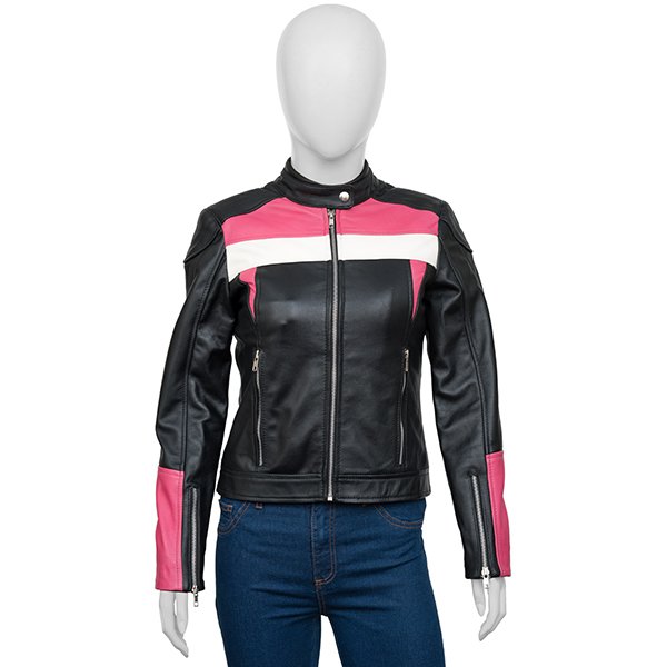 12.jpg Womens Black and Pink Biker Jacket - Image 1