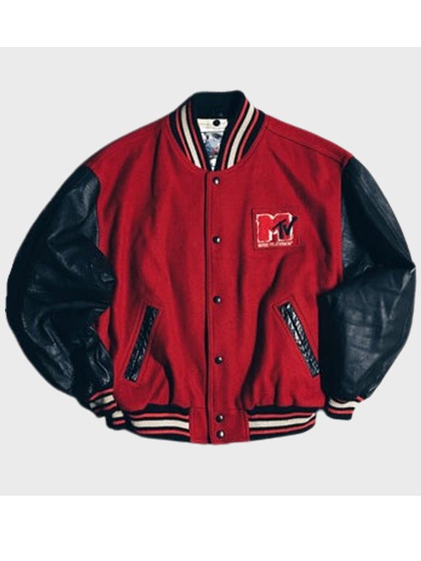 1992-MTV-Red-Varsity-Jacket.jpg 1992 MTV Crimson Varsity Co - Image 1