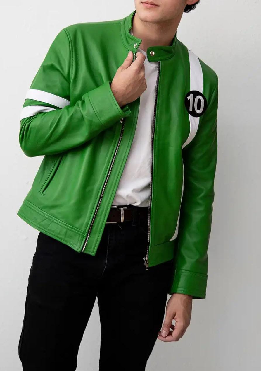 2Mens-Alien-Green-10-Leather-Jacket.jpeg Mens Alien Green 10 Leather Jacket - Image 1