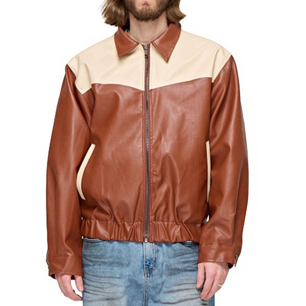 3952071_17103823554385_500-copy.jpg Levi Two Tone Brown and White Leather Jacket - Image 1