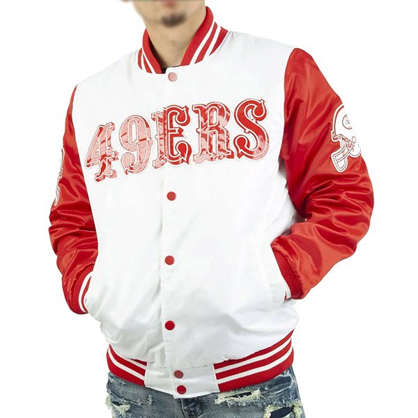49Ers-Red-And-White-Satin-Jacket.jpg 49Ers Red And White Satin Jacket - Image 1