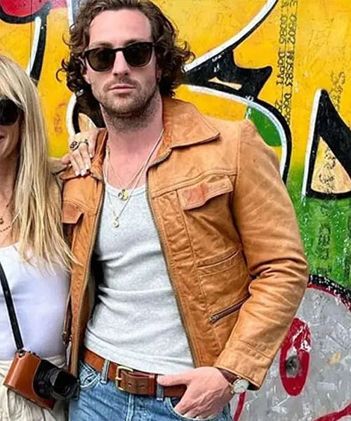Aaron-Taylor-Johnson-Brown-Leather-Jacket-For-Men.webp Aaron Taylor Johnson Umber Hide Coat - Image 1
