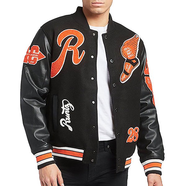 All-Country-Black-Varsity-Jacket.jpg All Country Dark Varsity Coat - Image 1
