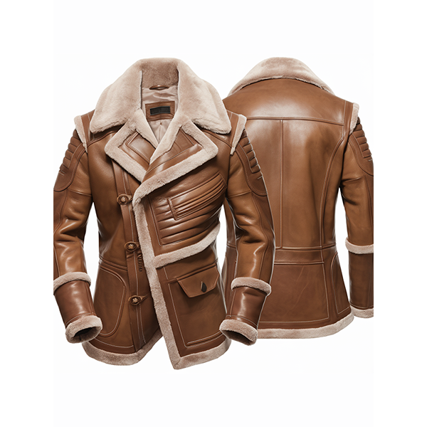 Brown-Shearling-Lined-Leather-Aviator-Jacket.webp Umber Shearling-Lined Hide Aviator Coat - Image 1
