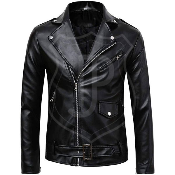 Buston-Black-Shining-Leather-Jacket.jpg Buston Black Shining Leather Jacket - Image 1
