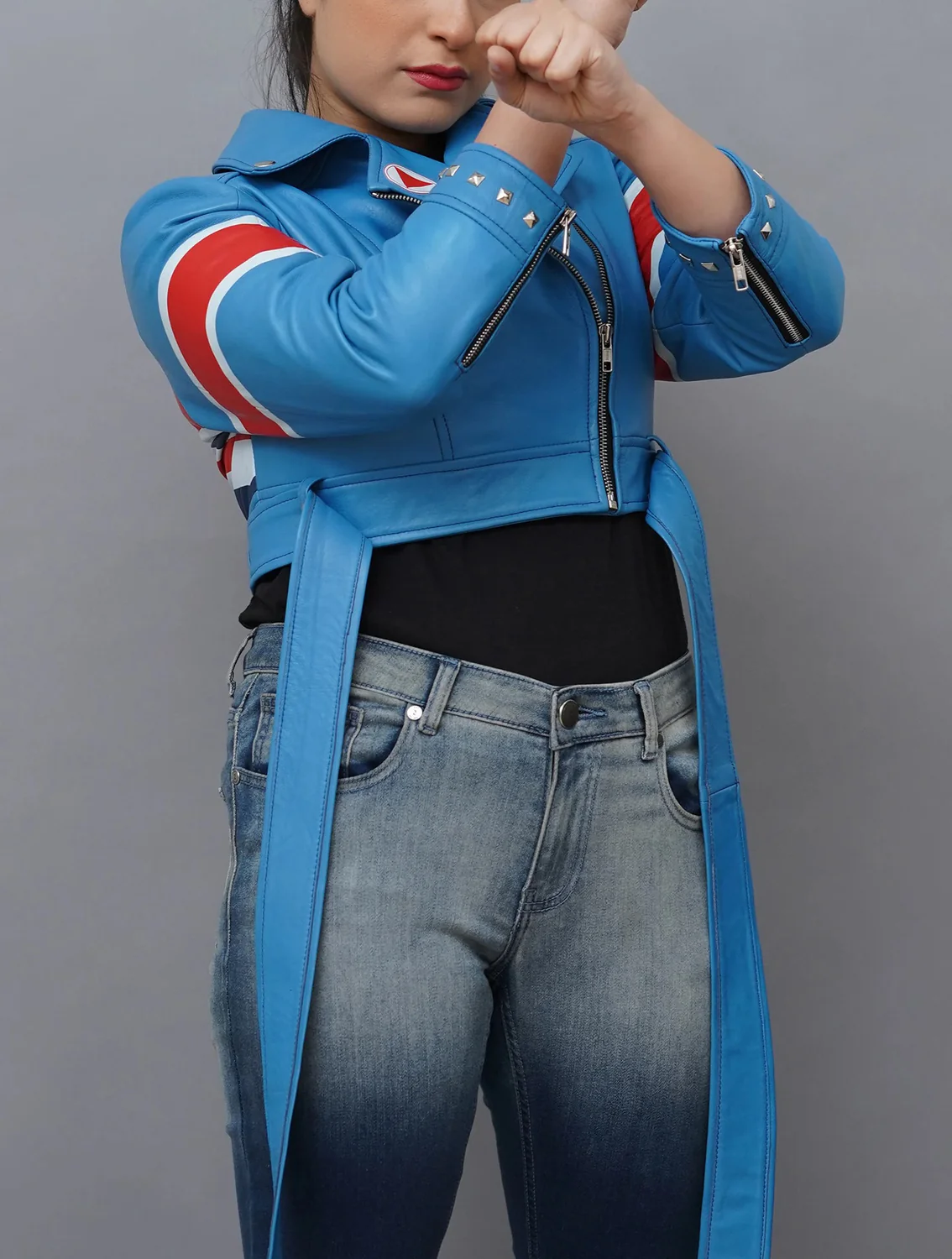 Cammy-streetfighter-Cropped-BlueLeather-Costume-Cosplay-Jacket_1500x1500.webp Cammy Inspired UK Flag Cropped Costume Leather Jacket - Image 1