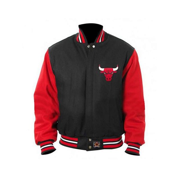 Chicago-Bulls-Black-Red-Varsity-Bomber-Jacket-Men-3.jpg Chicago Bulls Coat - Image 1