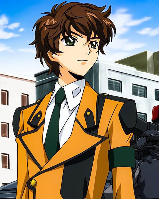 Code-Geass-Suzaku-Kururugi-Yellow-jacket.jpg Code Geass Suzaku Kururugi Umber jacket - Image 1