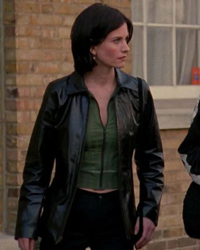 Courteney-Cox-Monica-Black-Leather-Jacket.webp Friends Monica Dark Hide Coat - Image 1