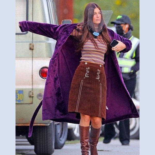 Daisy-Jones-The-Six-2023-Camila-Morrone-Purple-Velvet-Coat-Paradise-Jacket.jpg Daisy Jones & The Six 2023 Camila Morrone Purple Velvet Coat - Image 1
