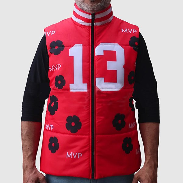 Deebo-Samuel-Brock-Purdy-Red-Puffer-Vest-2.jpg Deebo Samuel Brock Purdy Crimson Puffer - Image 1