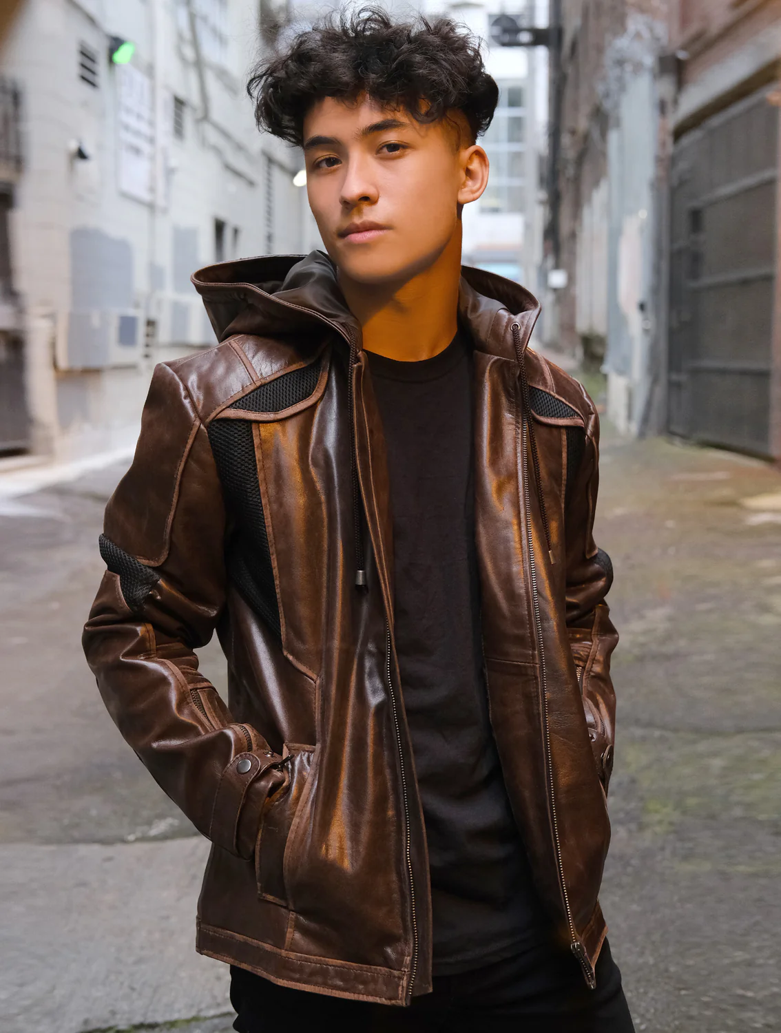 Detroit-Become-Human-Gavin-Reed-Jacket_87cb9800-96dd-4f12-b8a6-39e9006dbf71_1500x1500.webp Umber Hooded Gavin Hide Coat - Image 1