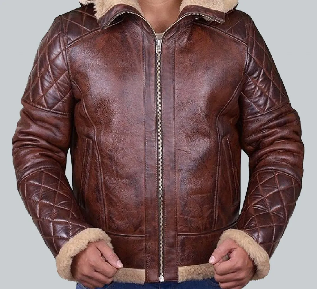 Diamond-Quilted-Bomber-B3-Shearling-Jacket-1094x1000fit.webp Diamond Quilted Bomber B3 Shearling Jacket - Image 1