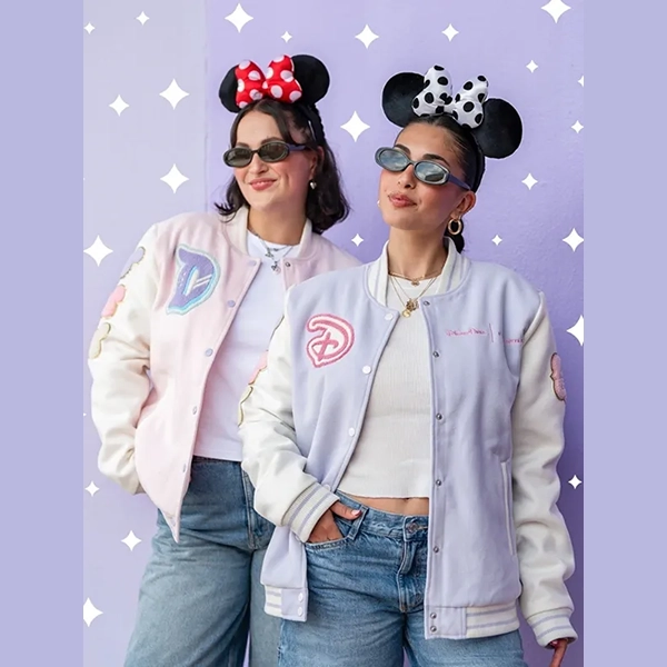 Disneyland-Varsity-Jacket-Stoney-Clover-Lane-Limited-Edition-Dual-Model-Front-Side.webp Disneyland Varsity Jacket - Image 1