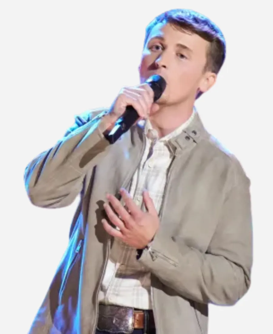 Dylan-Carter-The-Voice-S24-Grey-Suede-Jacket.webp Dylan Carter The Voice S24 Grey Suede Coat - Image 1