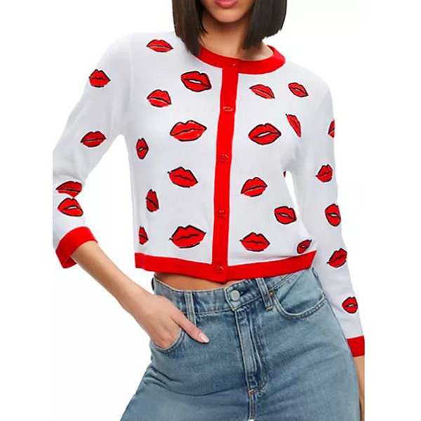 Elsbeth-Lips-Print-Cardigan.jpg Elsbeth Lips Print Cardigan - Image 1