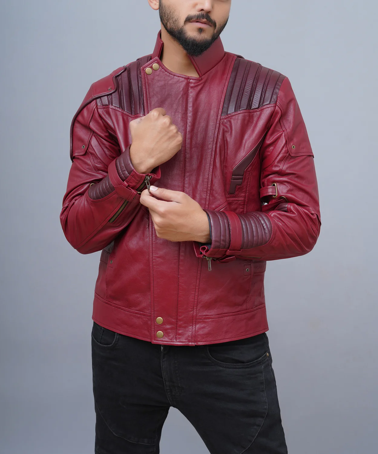 Guardians-of-the-Galaxy-Red-Leather-Jacket_1500x1500.webp Star Lord 2 Chris Pratt Genuine Hide Coat - Image 1