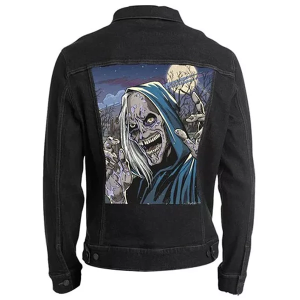 Halloween-Creepshow-Jacket-jpg.webp Halloween Creepshow Denim Coat - Image 1