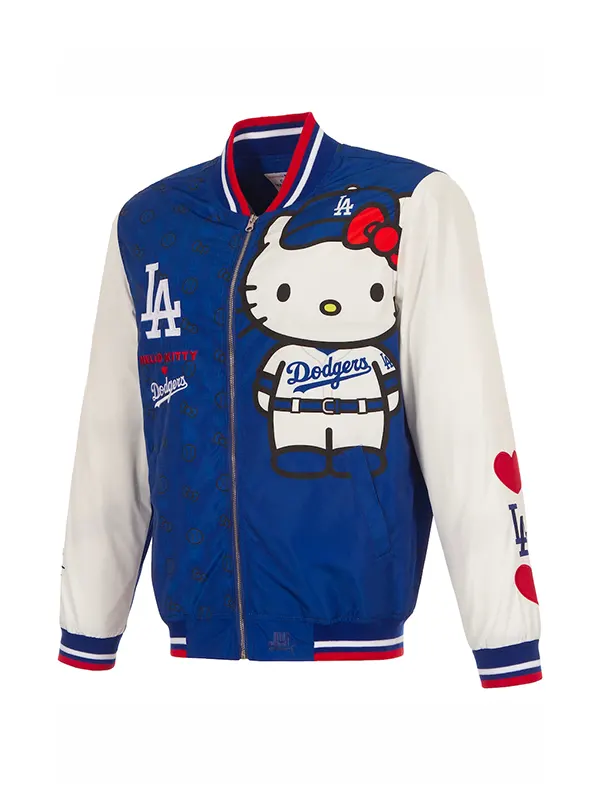 Hello-Kitty-Dodgers-Bomber-Jacket.webp Hello Kitty Dodgers Bomber Coat - Image 1