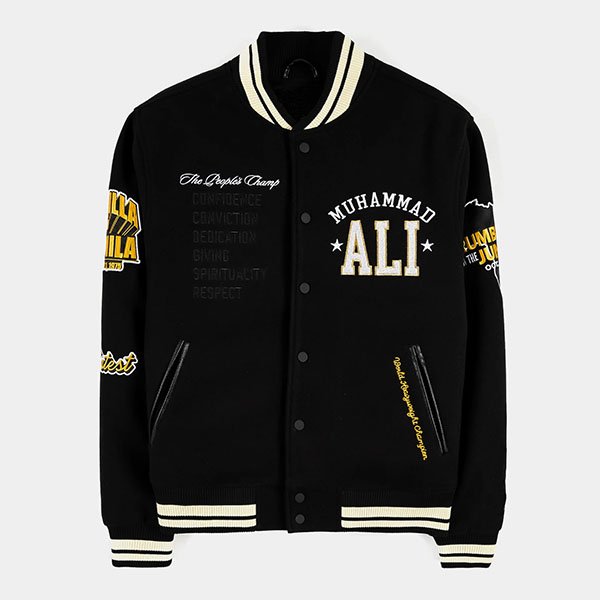 Jalen-Hurts-Muhammad-Ali-Black-Jacket.jpg Jalen Hurts Muhammad Ali Dark Coat - Image 1