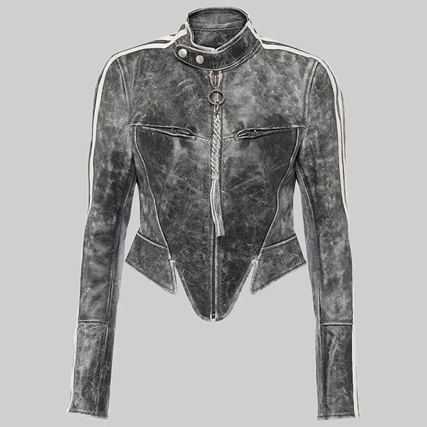 Katy-Perry-Grey-Distressed-Leather-Biker-Jacket-copy.jpg Katy Perry Grey Distressed Leather Biker Jacket - Image 1