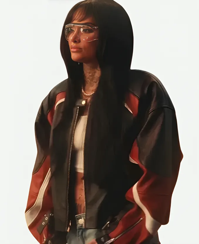 Kehlani-Out-The-Window-Leather-Jacket.webp Kehlani Out The Window Hide Coat - Image 1