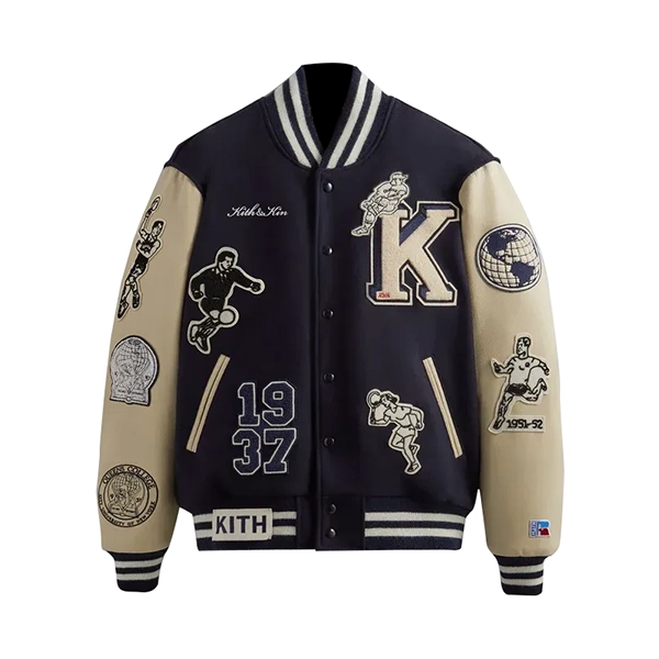 Kith-x-Russell-Athletic-Golden-Bear-Jacket-CUNY-Queens-College-Varsity-Front.webp Kith x Russell Athletic Golden Bear Coat - Image 1