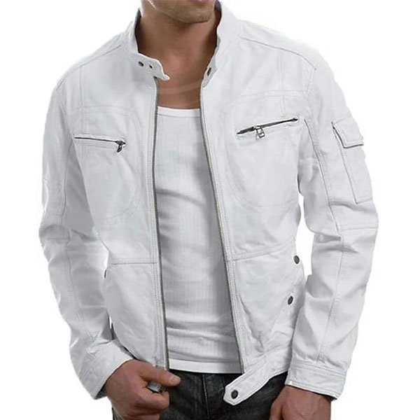Men-White-Motorcycle-Leather-Jacket.jpg Male White Motorcycle Hide Coat - Image 1