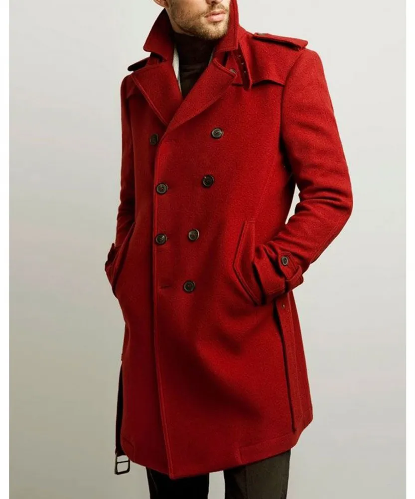Men-s-Double-Breasted-Red-Belted-Coat-833x1000fit.webp Men’s Double Breasted Crimson Belted - Image 1