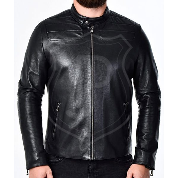 Mens-Real-Leather-Biker-Jacket.jpg Male Genuine Hide Rider Coat - Image 1