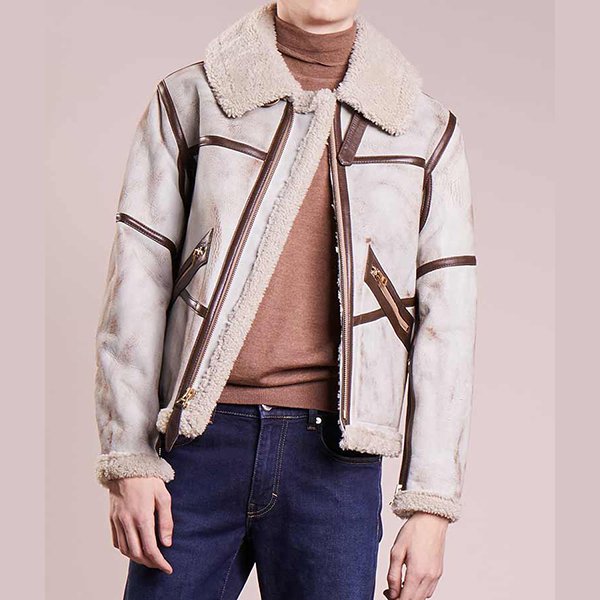 Mens-White-Leather-Waxed-Aviator-Jacket-Paradise-Jacket.jpg Men White Waxed Leather Aviator Style Jacket - Image 1