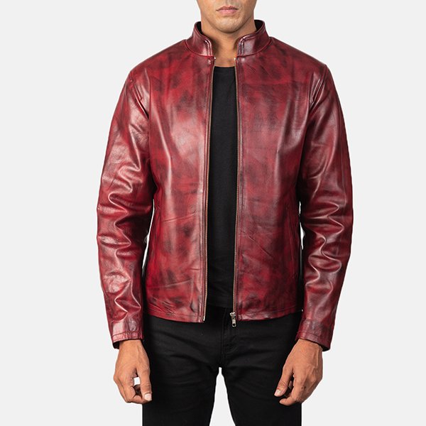 MensAlexDistressedBurgundyLeatherJacket5926-4-1568979190915.jpg Alex Distressed Burgundy Hide Coat - Image 1