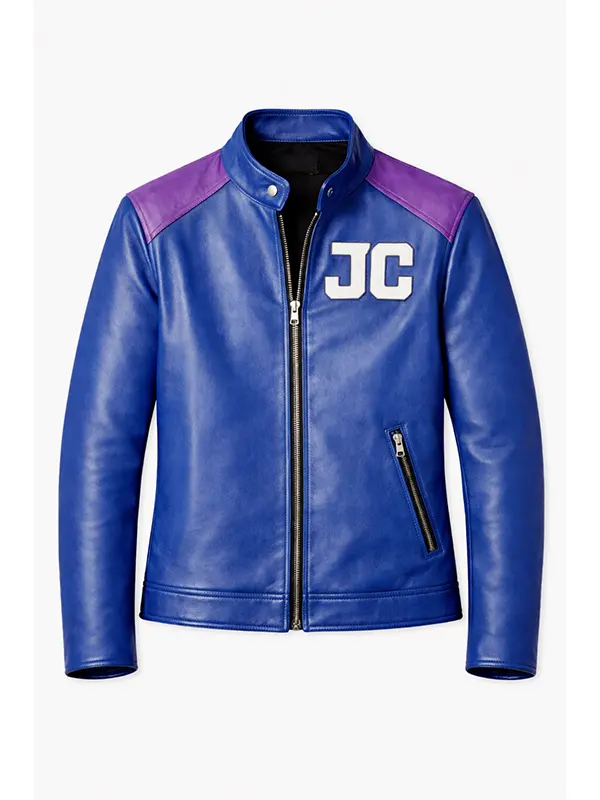Mortal-Kombat-2-Johnny-Cage-Blue-Leather-Jacket-1.webp Mortal Kombat 2 Johnny Cage Blue Hide Coat - Image 1