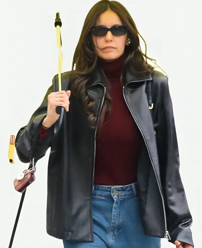 NYC-2026-Nina-Dobrev-Leather-Jacket.webp NYC 2026 Nina Dobrev Hide Coat - Image 1
