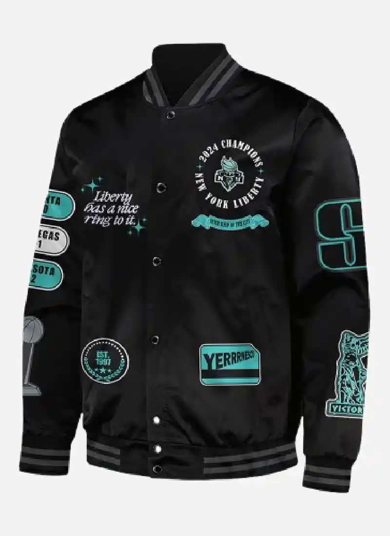 Parade-Sabrina-Ionescu-Varsity-Jacket-1.webp Liberty Championship Parade Sabrina Ionescu Dark Varsity Coat - Image 1