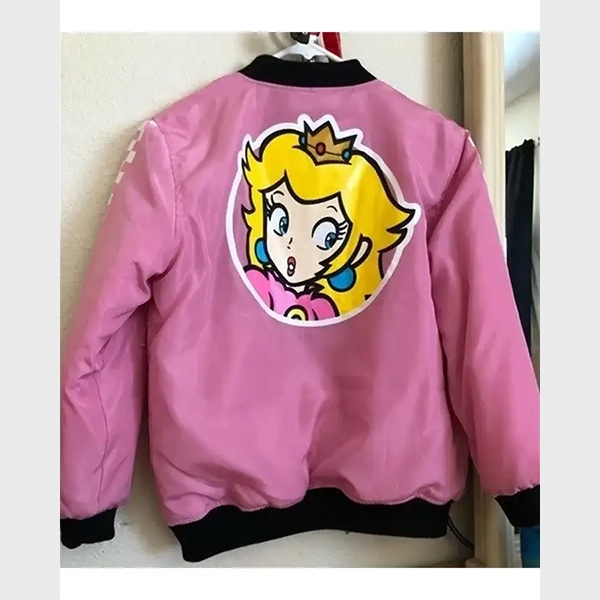 Princess-Peach-Bomber-Jacket.webp Princess Peach Bomber Coat - Image 1