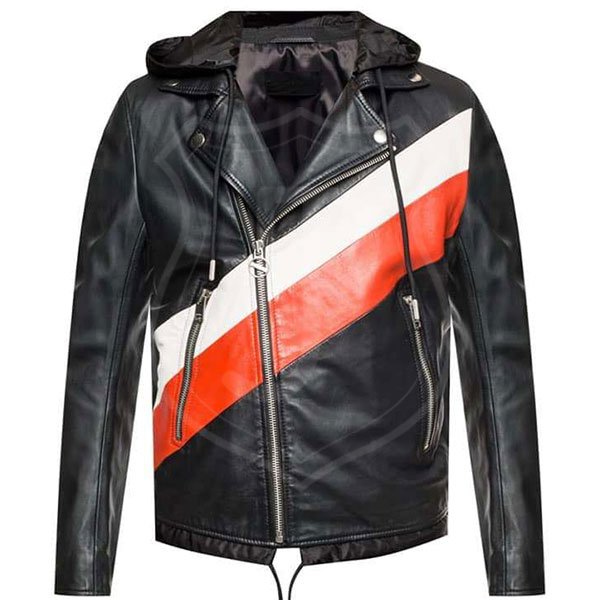 Red-and-White-Stripped-Hooded-Jacket.jpg Crimson and White Stripped Hooded Co - Image 1