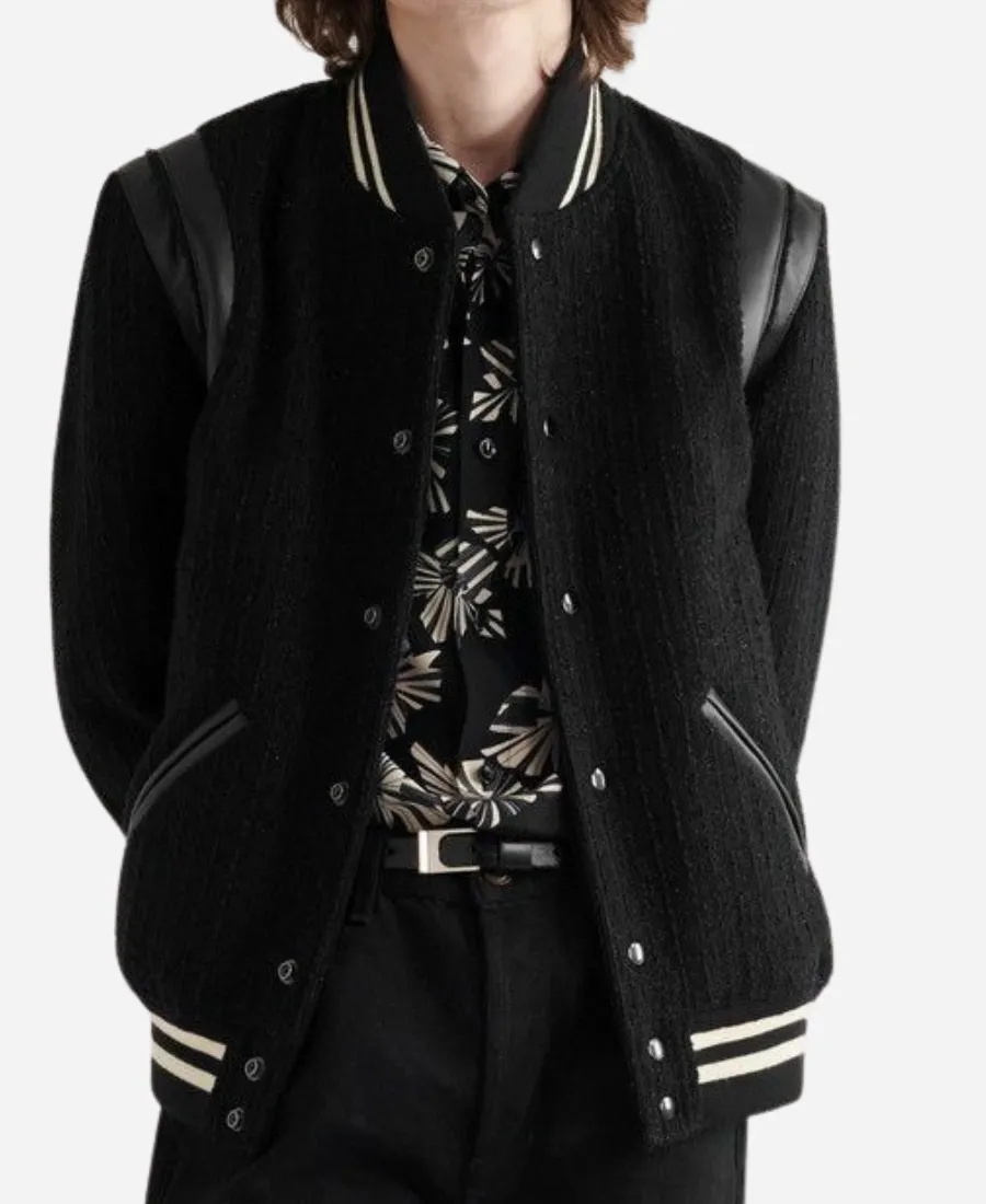 Saint-Laurent-Teddy-Black-Jacket.webp Saint Laurent Teddy Dark Coat - Image 1