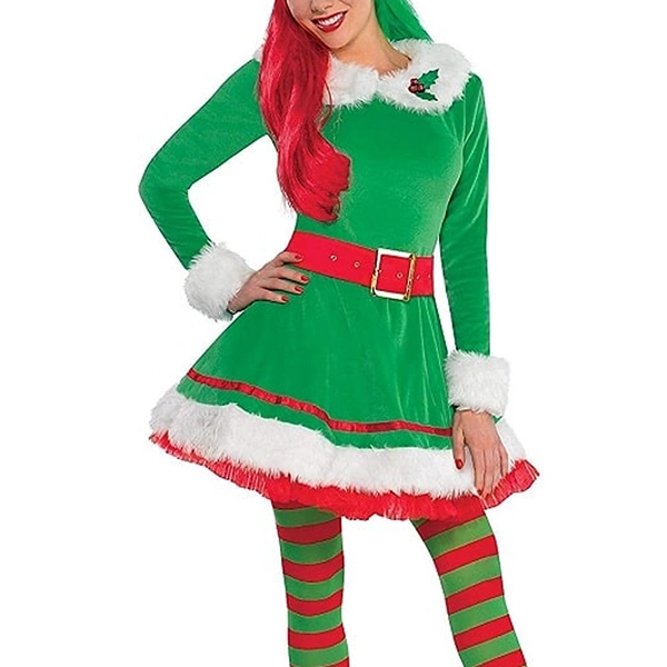 Santa-Claus-Elf-Fancy-Dress-Frock.webp Santa Claus Elf Fancy Dress Frock - Image 1