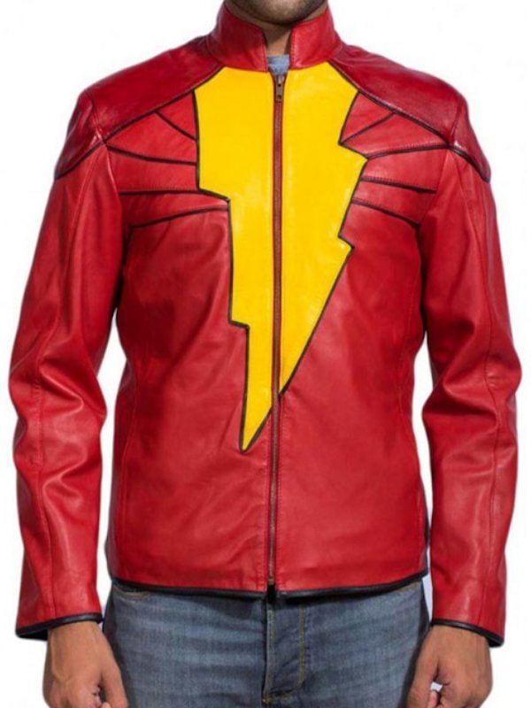 Shazam-Movie-Captain-Marvel-Leather-Jacket.jpeg Shazam Movie Captain Marvel Hide Coat - Image 1