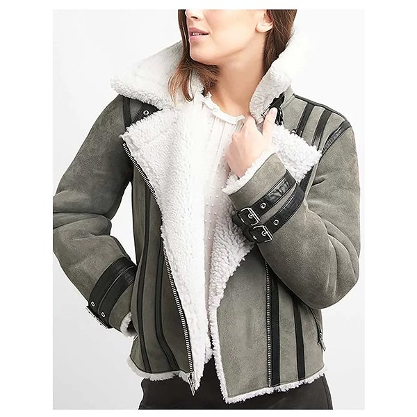 Shearling-Grey-Suede-Leather-Biker-Jacket-For-Womens-Paradise-Jacket1.jpg WOMEN'S SHEARLING GREY MOTORCYCLE LEATHER JACKET - Image 1