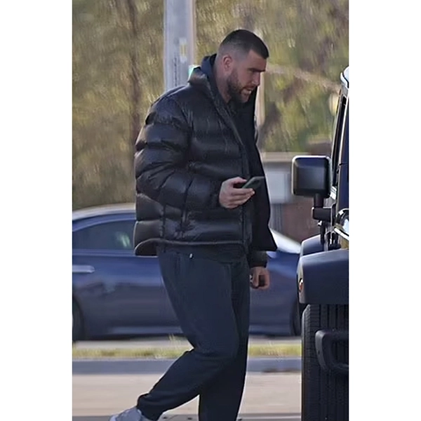 Travis-Kelce-Black-Jacket.webp Travis Kelce Black Puffer Jacket - Image 1