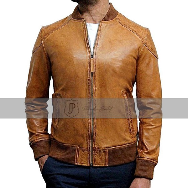 Waxed-Sheepskin-Leather-Bomber-Jacket-copy.jpg Waxed Sheepskin Leather Bomber Jacket - Image 1
