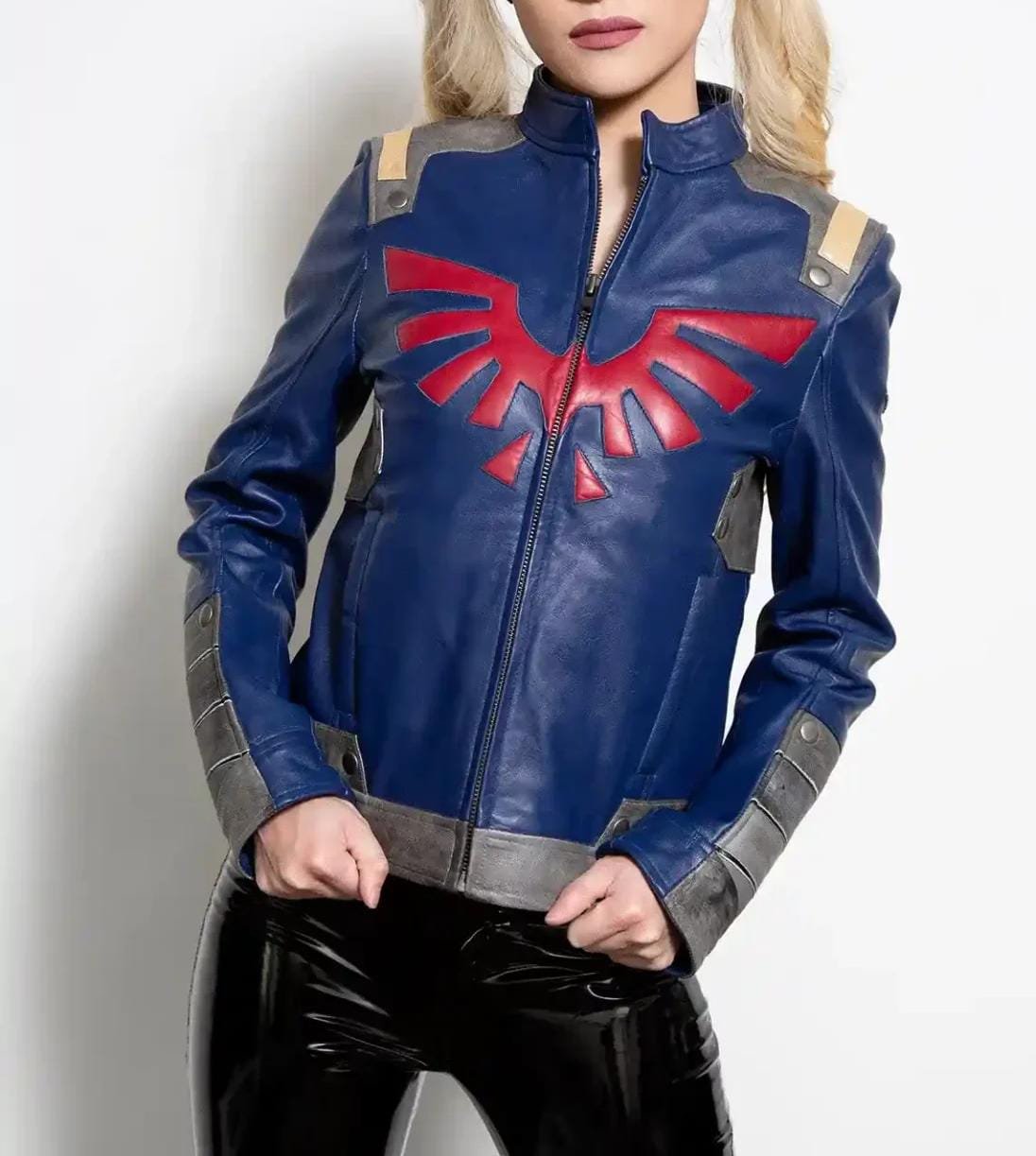 WhatsApp-Image-2024-07-20-at-21.54.24.jpeg Womens Legendary Race Shield Edition Blue Leather Jacket - Image 1