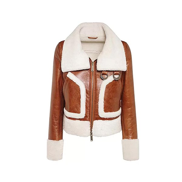 Women-B3-Shearling-Brown-Leather-Jacket-Paradiase-Jacket1.jpg Women's B3 Shearling Brown Leather Aviator Jacket - Image 1
